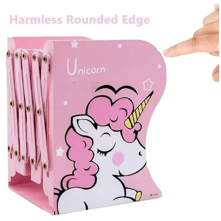 Kids Bookends Bookcase Student Metal Adjustable Book Racks Books Holder Desktop Organizer Bookshelf ( pink, OneSize )