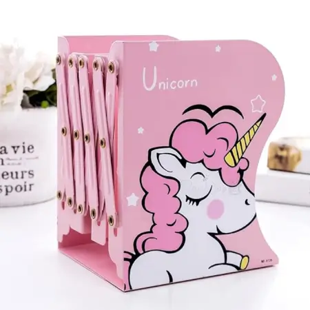 Kids Bookends Bookcase Student Metal Adjustable Book Racks Books Holder Desktop Organizer Bookshelf ( pink, OneSize )