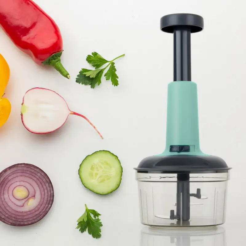 PUSH CHOPPER MANUAL FOOD CHOPPER AND HAND PUSH VEGETABLE CHOPPER, CUTTER, MIXER SET FOR KITCHEN WITH 3 STAINLESS STEEL BLADE. ( default, Standard ).