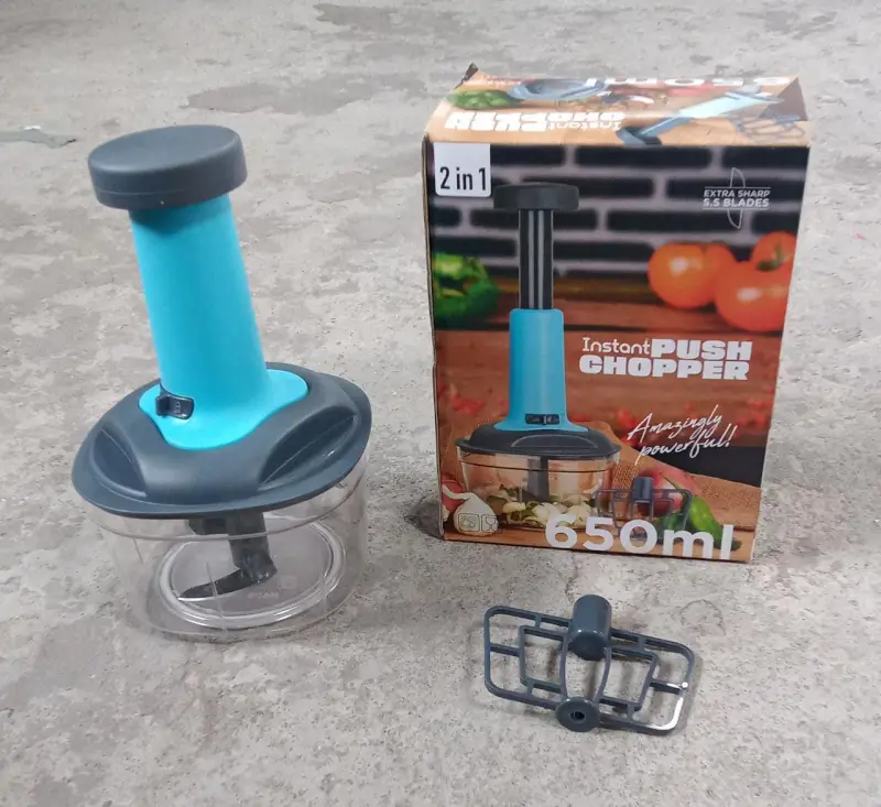 PUSH CHOPPER MANUAL FOOD CHOPPER AND HAND PUSH VEGETABLE CHOPPER, CUTTER, MIXER SET FOR KITCHEN WITH 3 STAINLESS STEEL BLADE. ( default, Standard ).