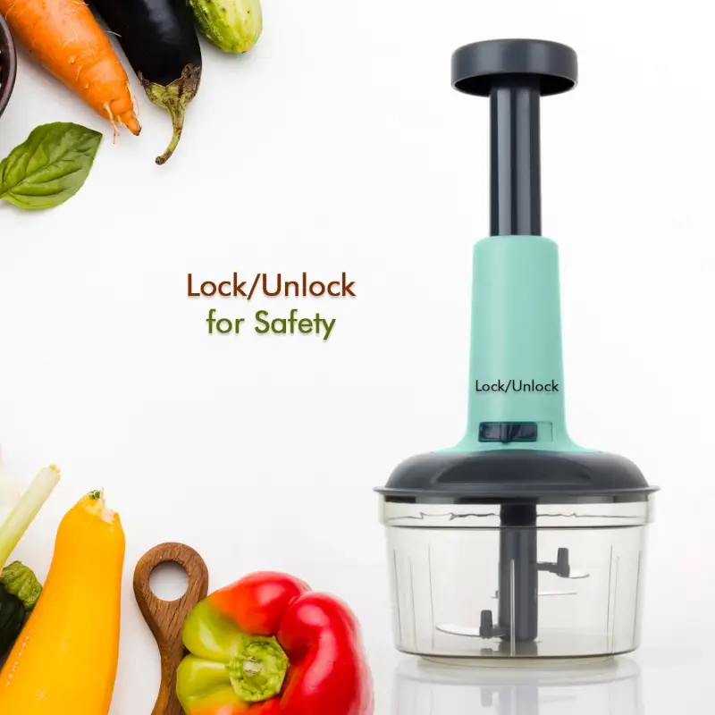 PUSH CHOPPER MANUAL FOOD CHOPPER AND HAND PUSH VEGETABLE CHOPPER, CUTTER, MIXER SET FOR KITCHEN WITH 3 STAINLESS STEEL BLADE. ( default, Standard ).